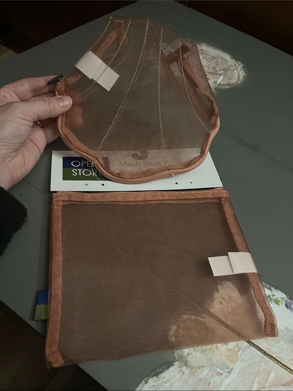 Open Story Mesh Shell Pouch Set - Rust (2 Piece) - Picture 2 of 3